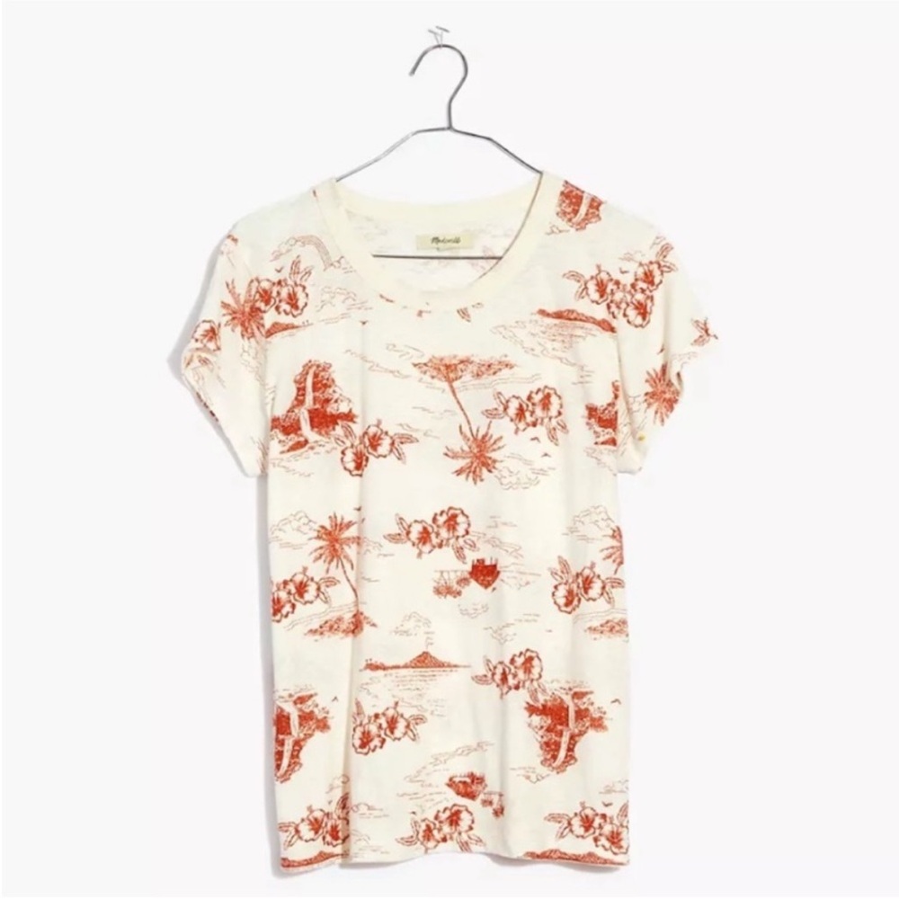 Madewell the perfect vintage tee in paradise toile Hawaiian cream orange size XS